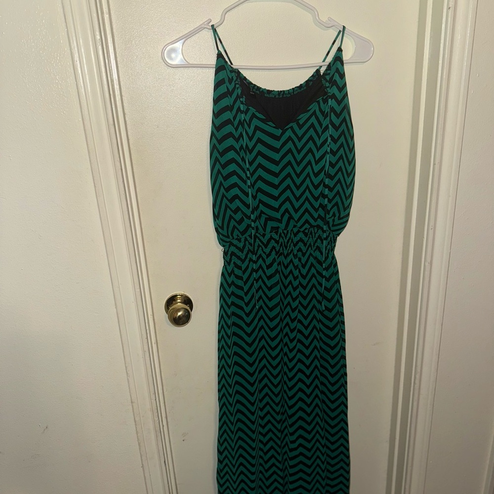 Green Chevron Maxi Dress | Small | Worn Once | Casual